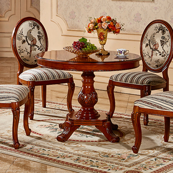 Mesa de comedor redonda victoriana de madera sólida Mesa de goma de madera superior para el hogar