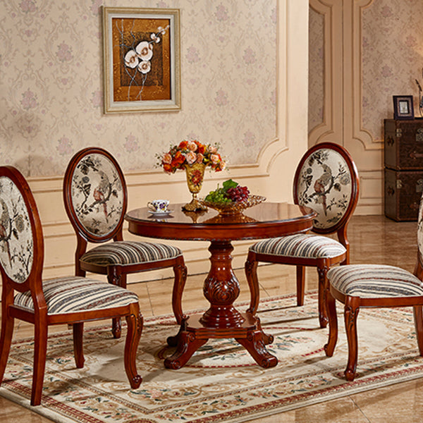 Mesa de comedor redonda victoriana de madera sólida Mesa de goma de madera superior para el hogar