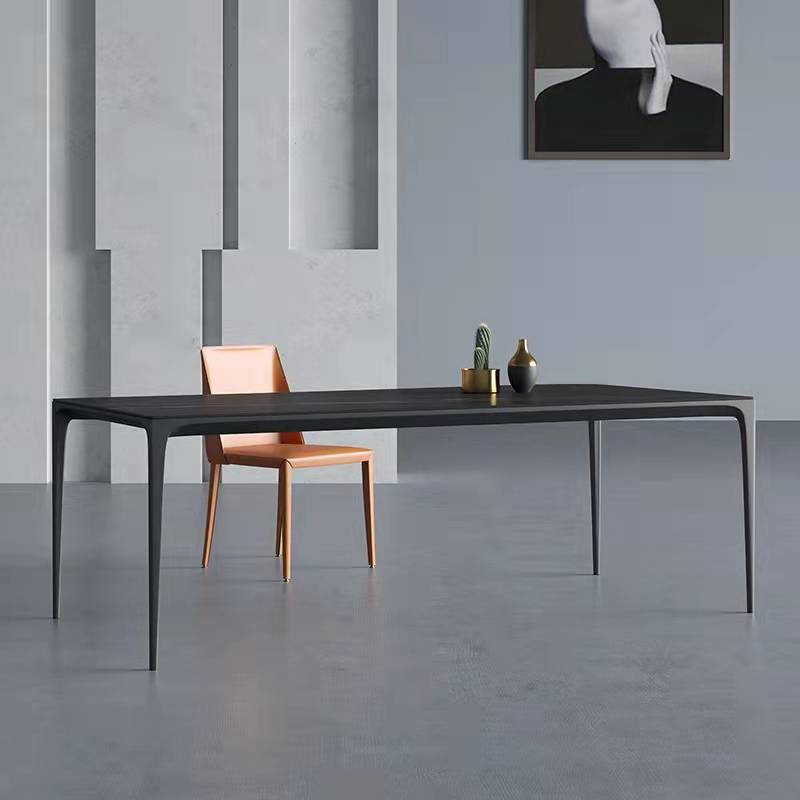 Stone Modern Rectangle Dining Table Matte Finish 4 Legs Table for Kitchen