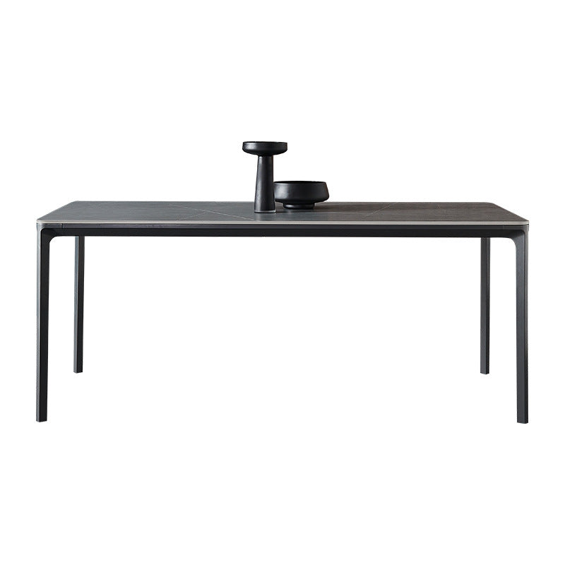 Stone Modern Rectangle Dining Table Matte Finish 4 Legs Table for Kitchen