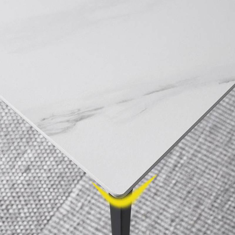 Stone Modern Rectangle Dining Table Matte Finish 4 Legs Table for Kitchen
