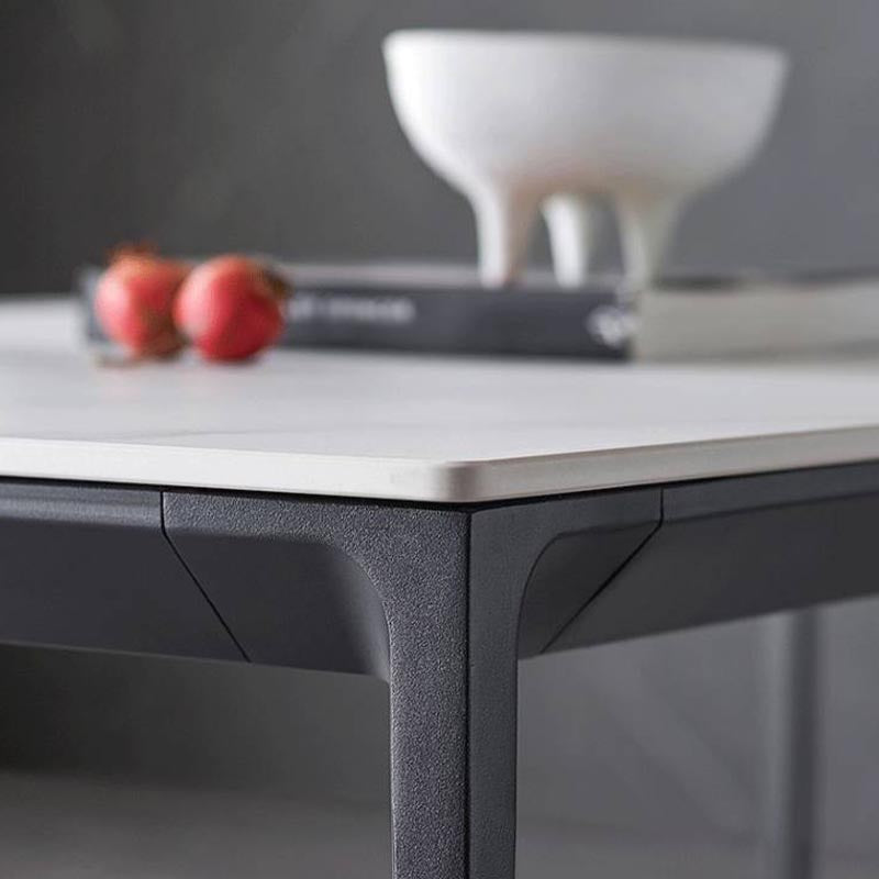 Stone Modern Rectangle Dining Table Matte Finish 4 Legs Table for Kitchen