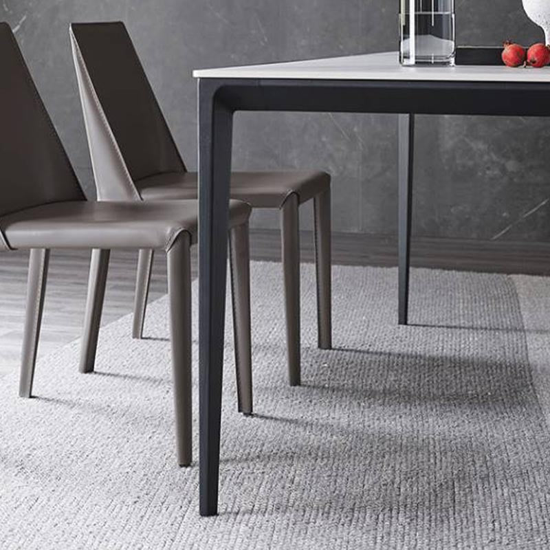 Stone Modern Rectangle Dining Table Matte Finish 4 Legs Table for Kitchen