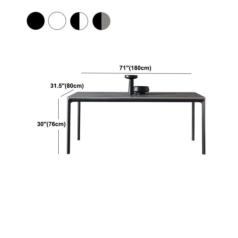 Stone Modern Rectangle Dining Table Matte Finish 4 Legs Table for Kitchen