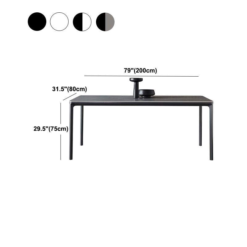 Stone Modern Rectangle Dining Table Matte Finish 4 Legs Table for Kitchen