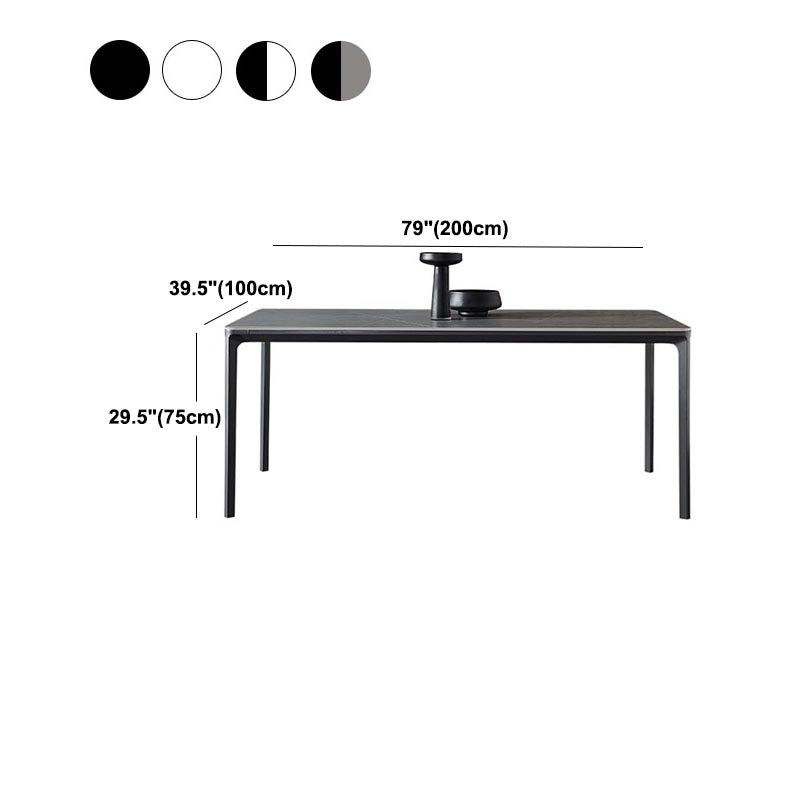 Stone Modern Rectangle Dining Table Matte Finish 4 Legs Table for Kitchen