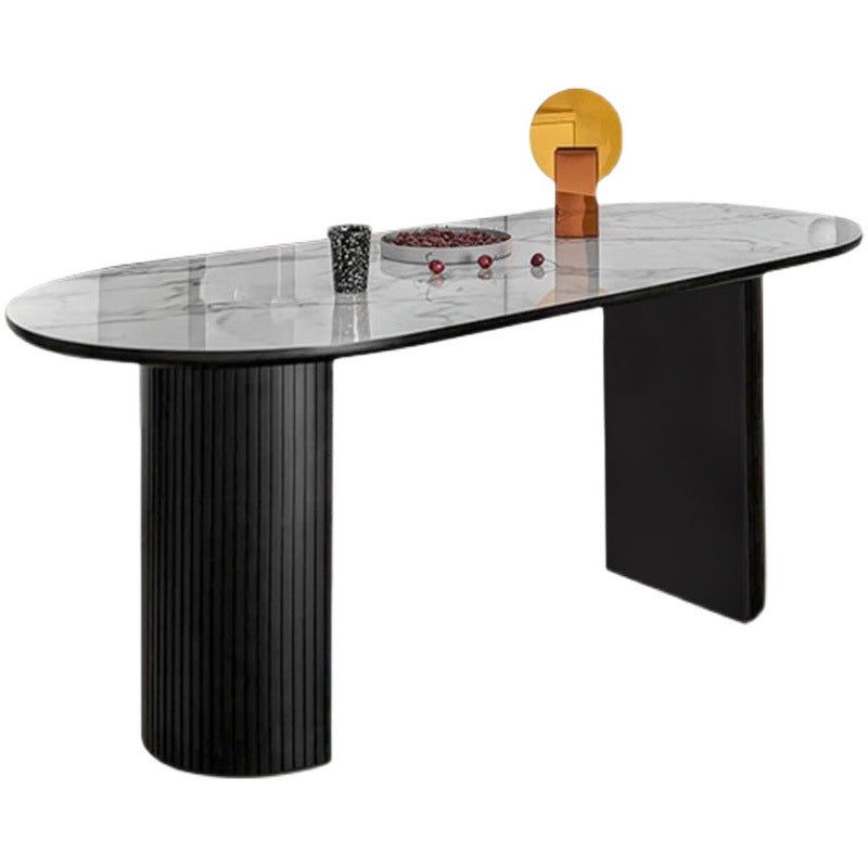 Mesa de comedor ovalada moderna de piedra Mesa de pedestal de acabado mate para el hogar