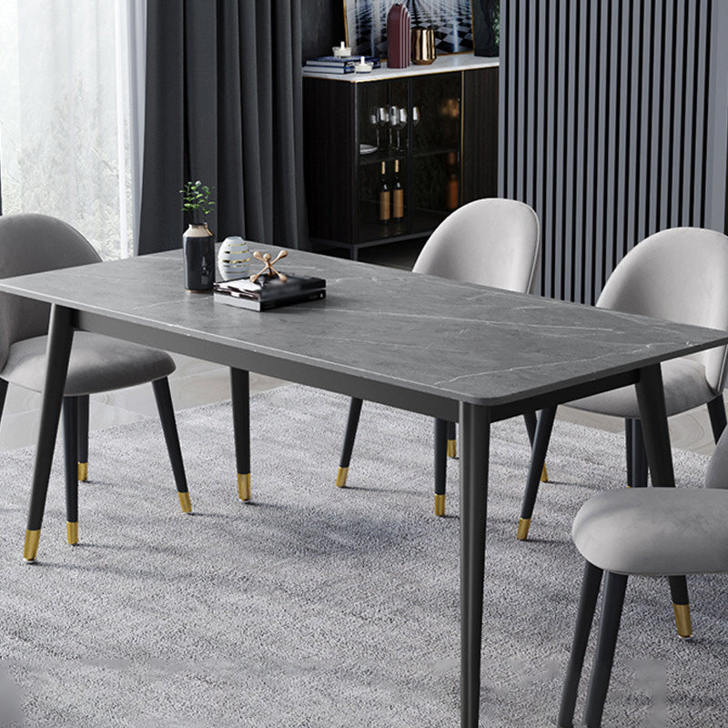 Stone Modern Rectangle Dining Table Matte Finish 4 Legs Table for Home