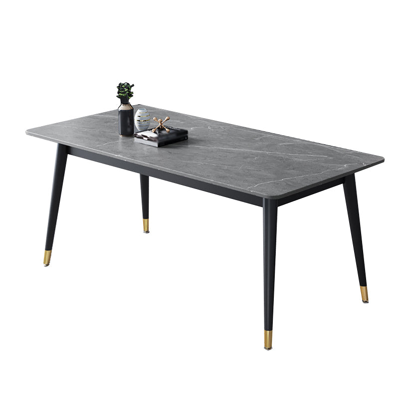 Stone Modern Rectangle Dining Table Matte Finish 4 Legs Table for Home