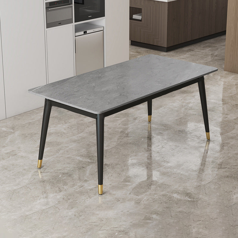 Stone Modern Rectangle Dining Table Matte Finish 4 Legs Table for Home