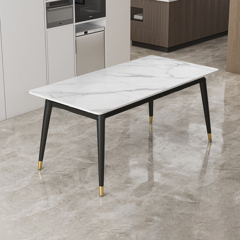 Stone Modern Rectangle Dining Table Matte Finish 4 Legs Table for Home