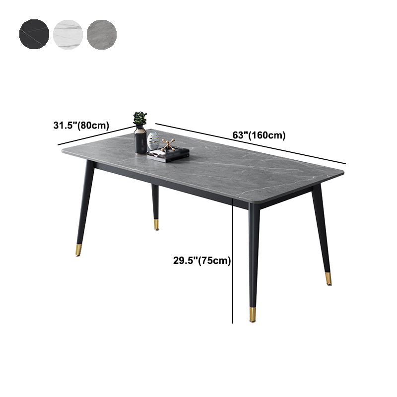 Stone Modern Rectangle Dining Table Matte Finish 4 Legs Table for Home