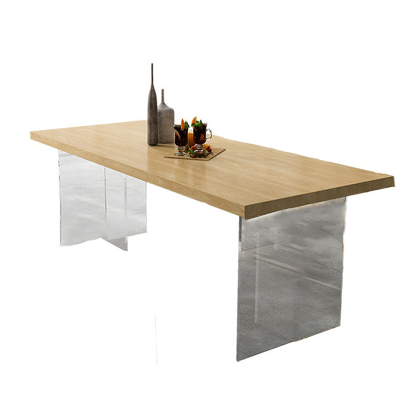 Mesa de top de madera de pino mesa de comedor de lujo tradicional con base de pedestal doble