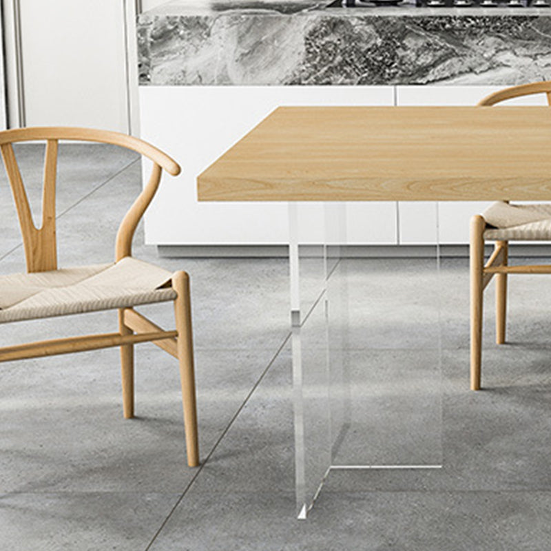 Mesa de top de madera de pino mesa de comedor de lujo tradicional con base de pedestal doble