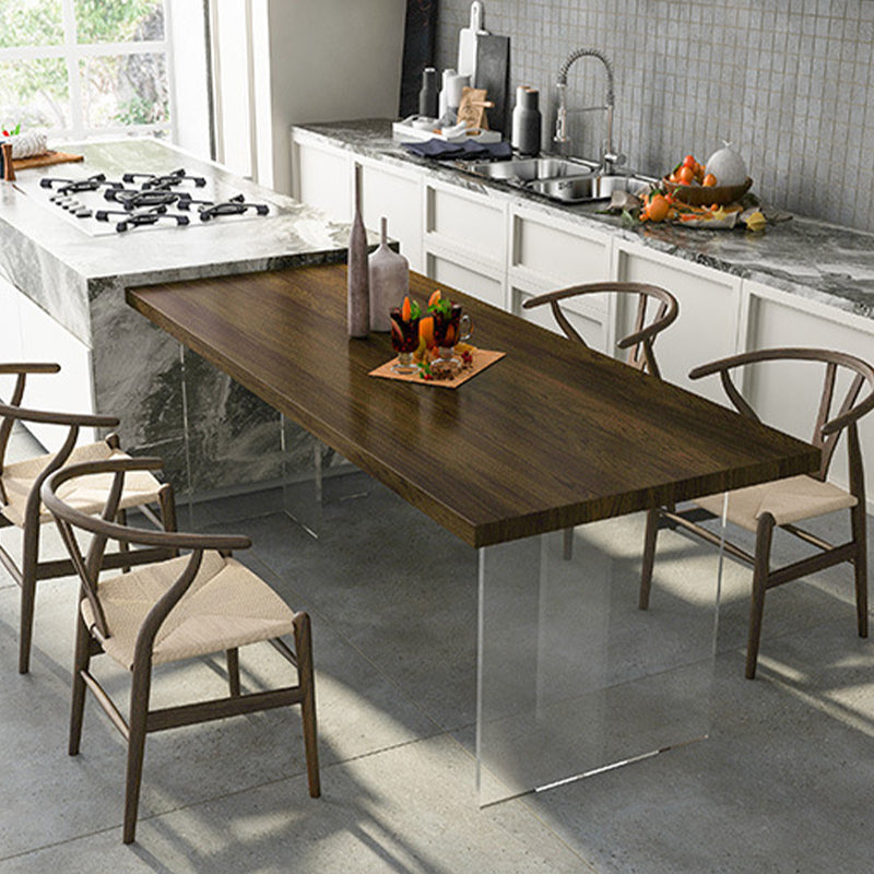 Mesa de top de madera de pino mesa de comedor de lujo tradicional con base de pedestal doble