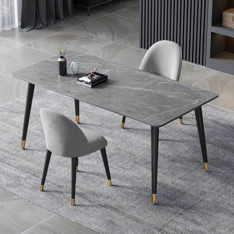 Mesa de comedor de piedra rectangular glamorosa mesa de acabado mate con 4 patas