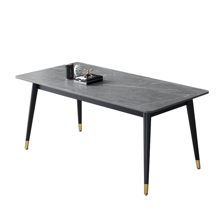 Mesa de comedor de piedra rectangular glamorosa mesa de acabado mate con 4 patas