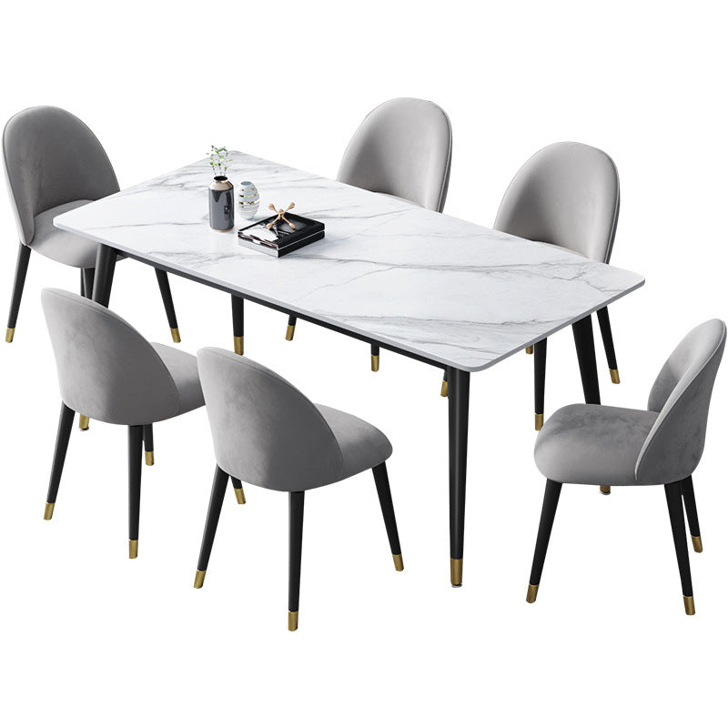 Mesa de comedor de piedra rectangular glamorosa mesa de acabado mate con 4 patas