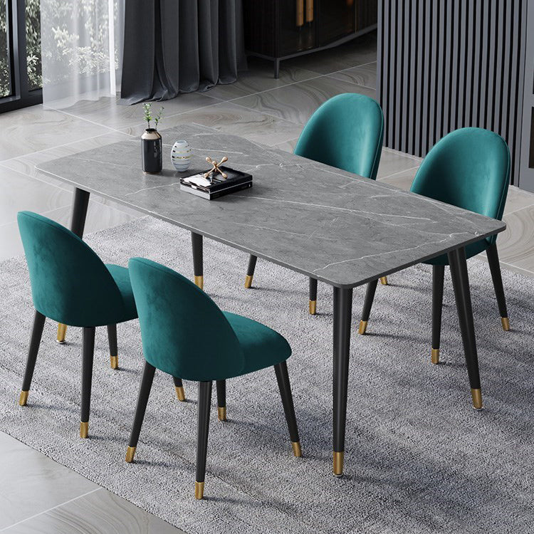 Mesa de comedor de piedra rectangular glamorosa mesa de acabado mate con 4 patas