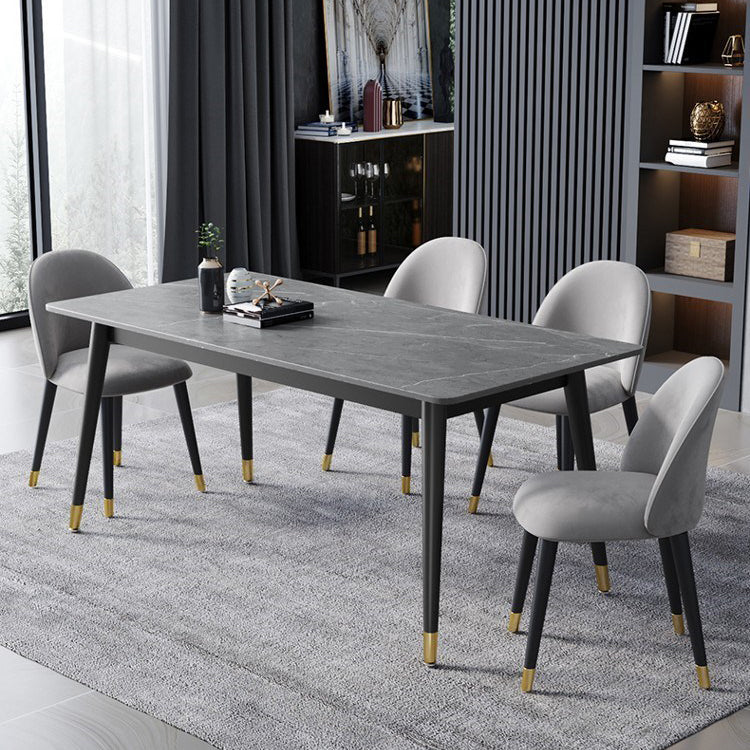 Mesa de comedor de piedra rectangular glamorosa mesa de acabado mate con 4 patas