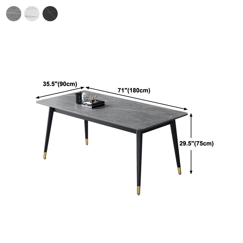 Mesa de comedor de piedra rectangular glamorosa mesa de acabado mate con 4 patas