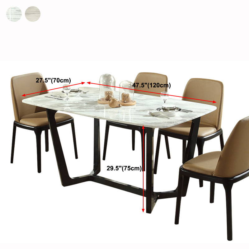 Eigentijdse stenen rechthoekige eettafel met matte afwerking en sledebasistafel