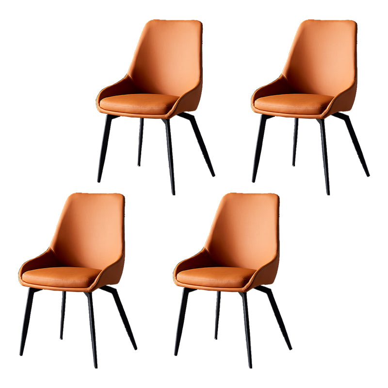 Silla lateral de comedor con respaldo sólido y brazo industrial, silla lateral de comedor de cuero