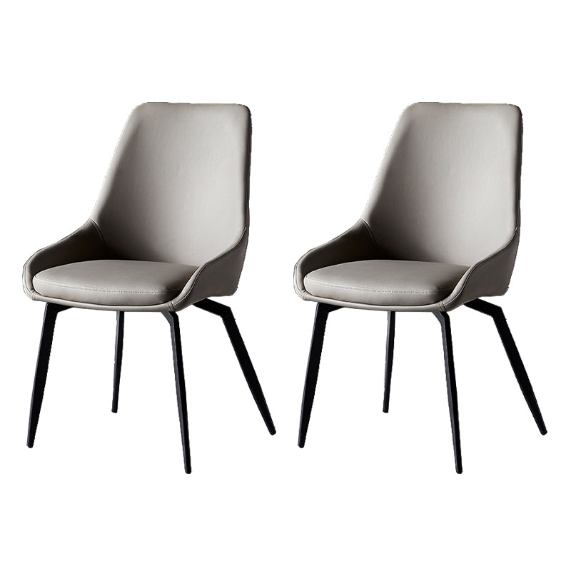 Silla lateral de comedor con respaldo sólido y brazo industrial, silla lateral de comedor de cuero