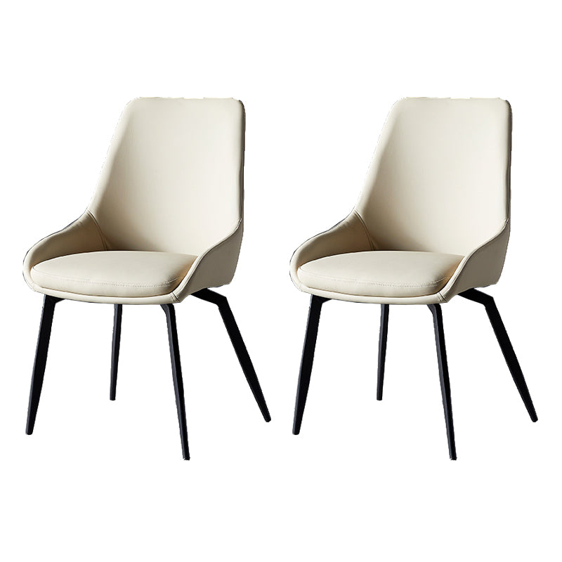 Silla lateral de comedor con respaldo sólido y brazo industrial, silla lateral de comedor de cuero