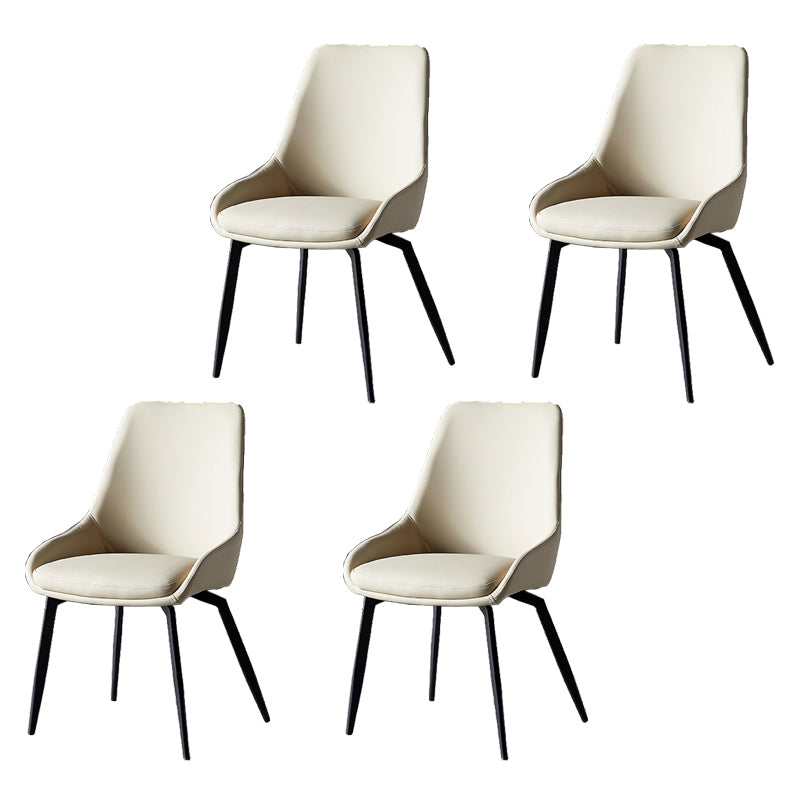 Silla lateral de comedor con respaldo sólido y brazo industrial, silla lateral de comedor de cuero