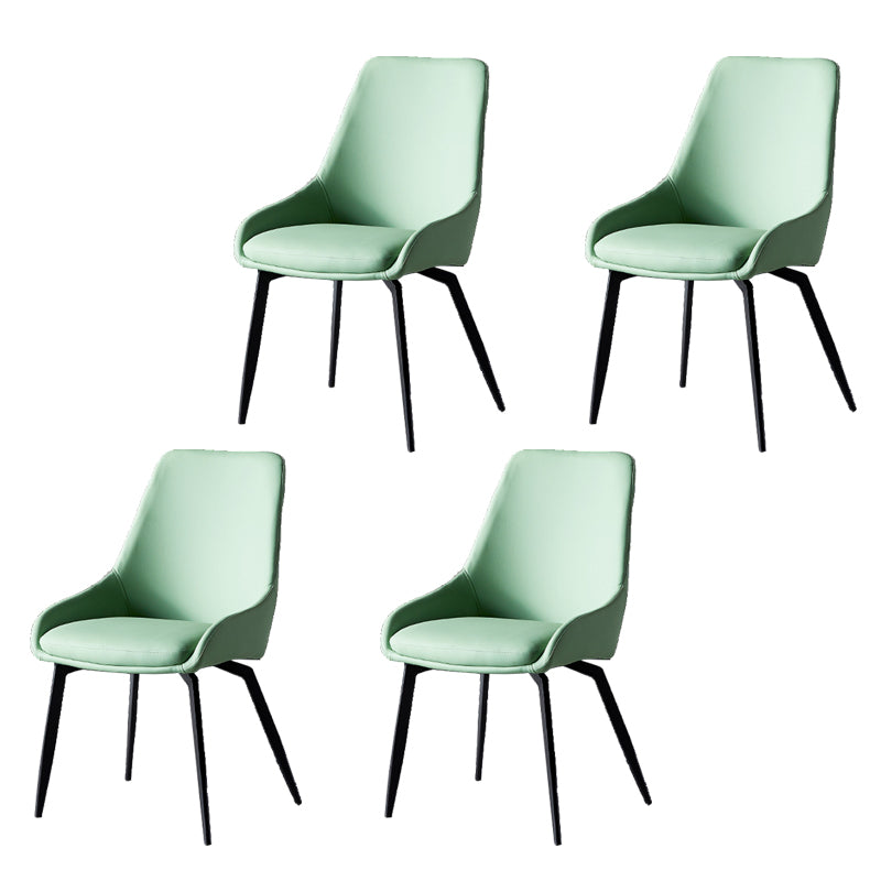 Silla lateral de comedor con respaldo sólido y brazo industrial, silla lateral de comedor de cuero