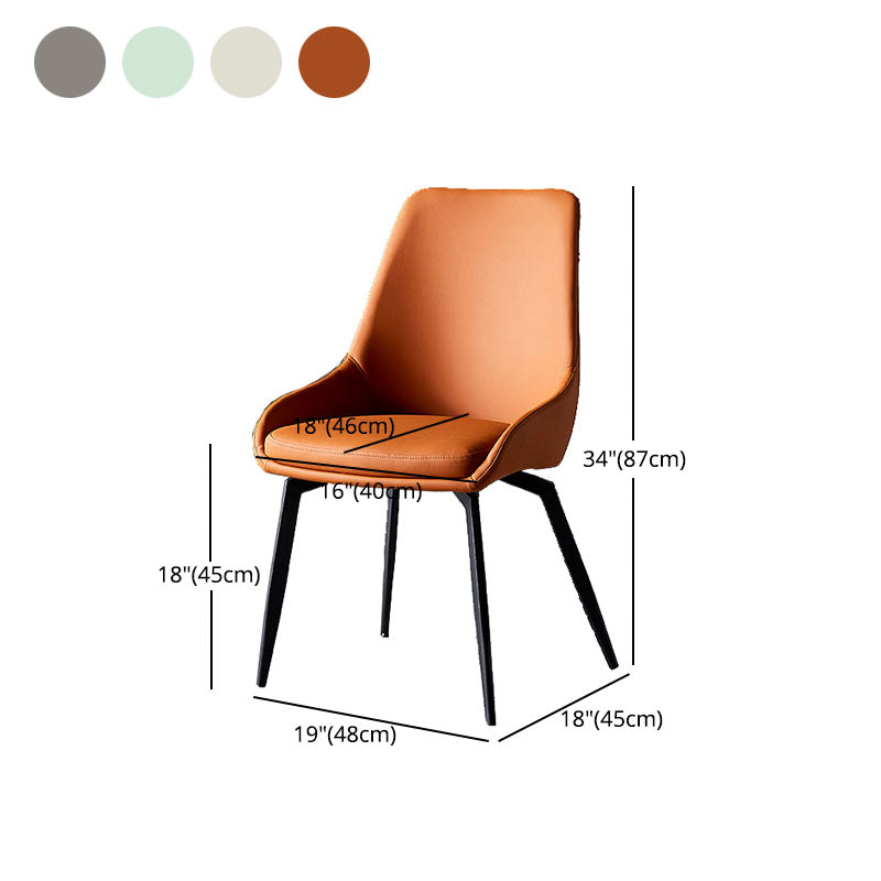Silla lateral de comedor con respaldo sólido y brazo industrial, silla lateral de comedor de cuero