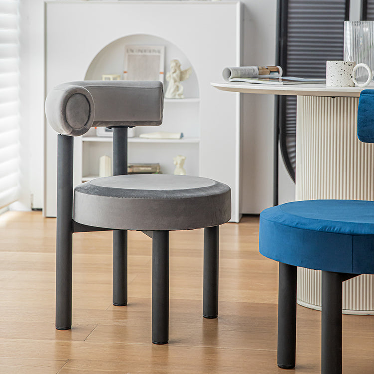 Silla de comedor de terciopelo contemporáneo, silla sin brazos de comedor de metal para uso en restaurantes