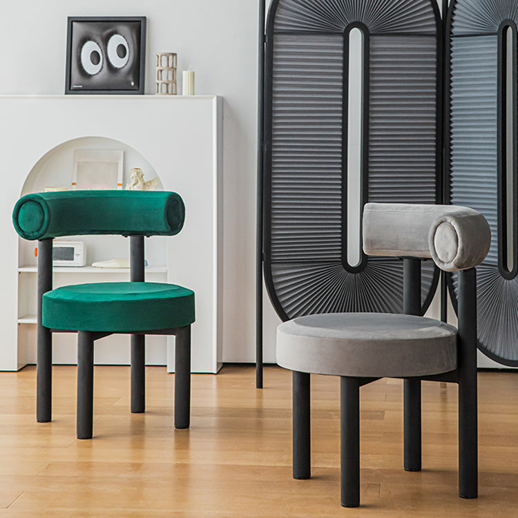Silla de comedor de terciopelo contemporáneo, silla sin brazos de comedor de metal para uso en restaurantes