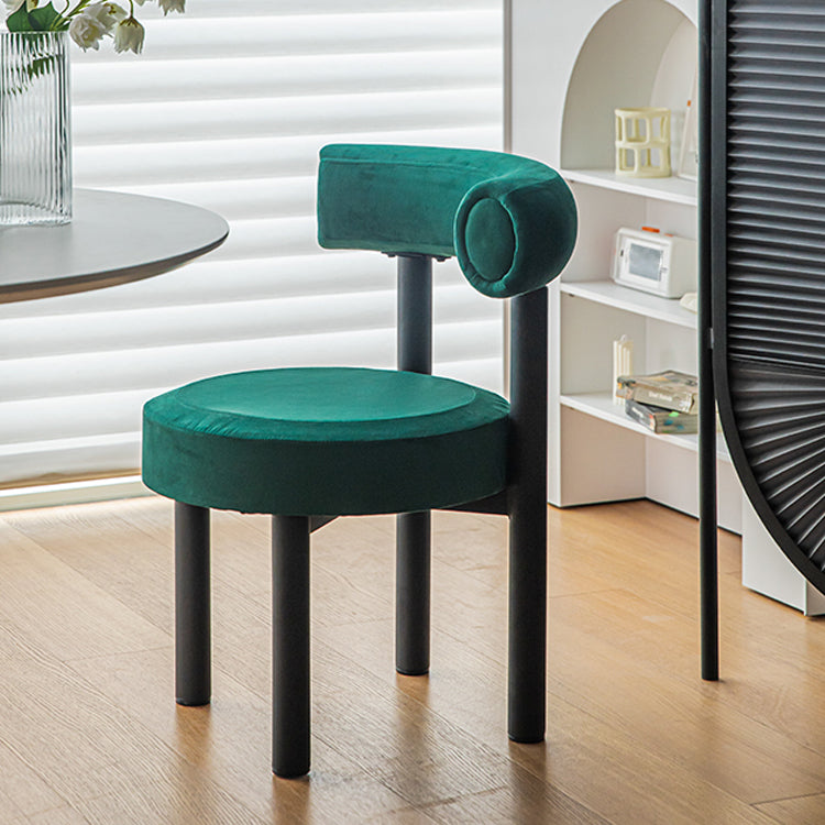 Silla de comedor de terciopelo contemporáneo, silla sin brazos de comedor de metal para uso en restaurantes