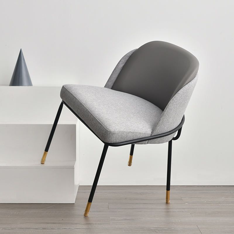 Sillas de comedor sin brazos de tela Glam, silla de comedor de metal para uso doméstico