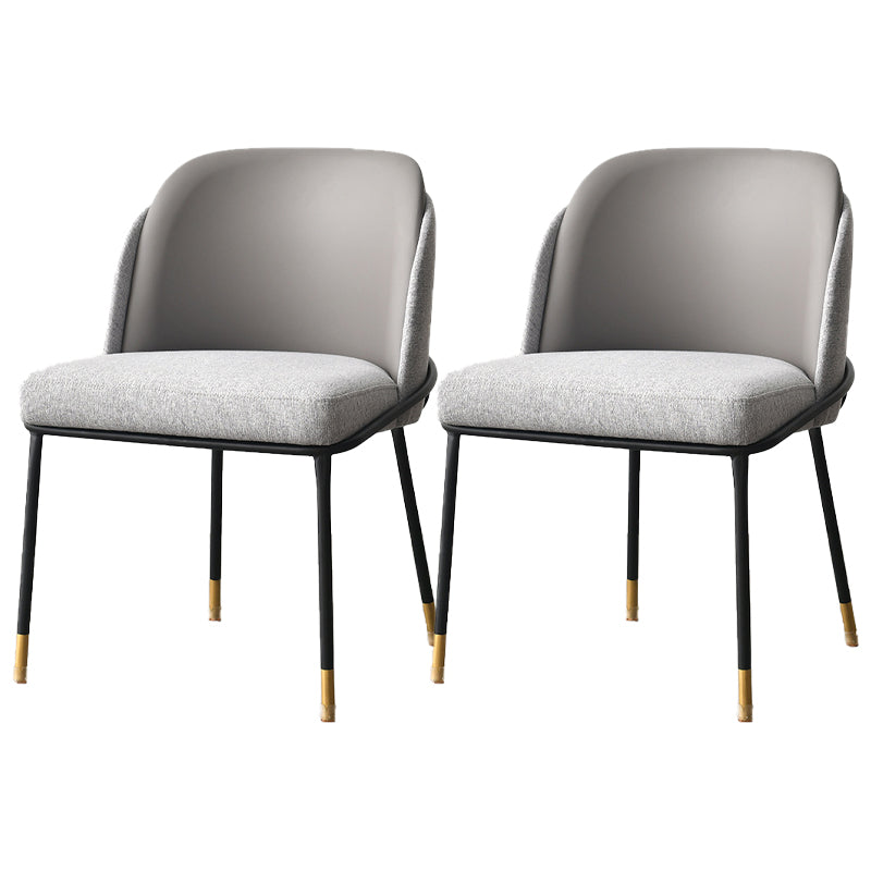 Sillas de comedor sin brazos de tela Glam, silla de comedor de metal para uso doméstico