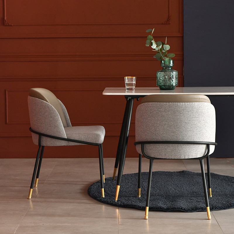 Sillas de comedor sin brazos de tela Glam, silla de comedor de metal para uso doméstico
