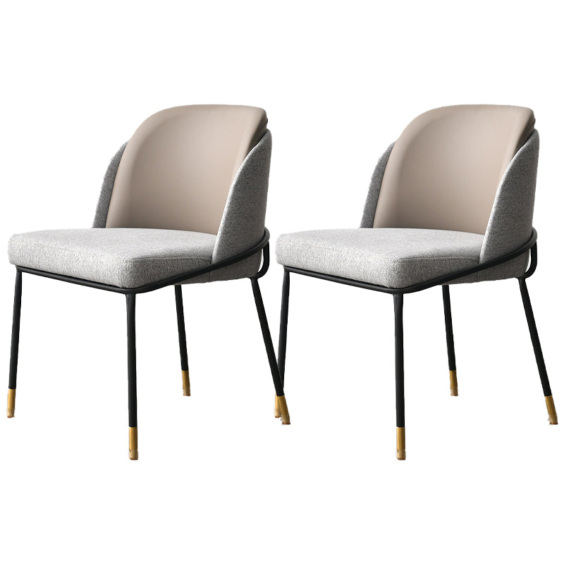 Sillas de comedor sin brazos de tela Glam, silla de comedor de metal para uso doméstico