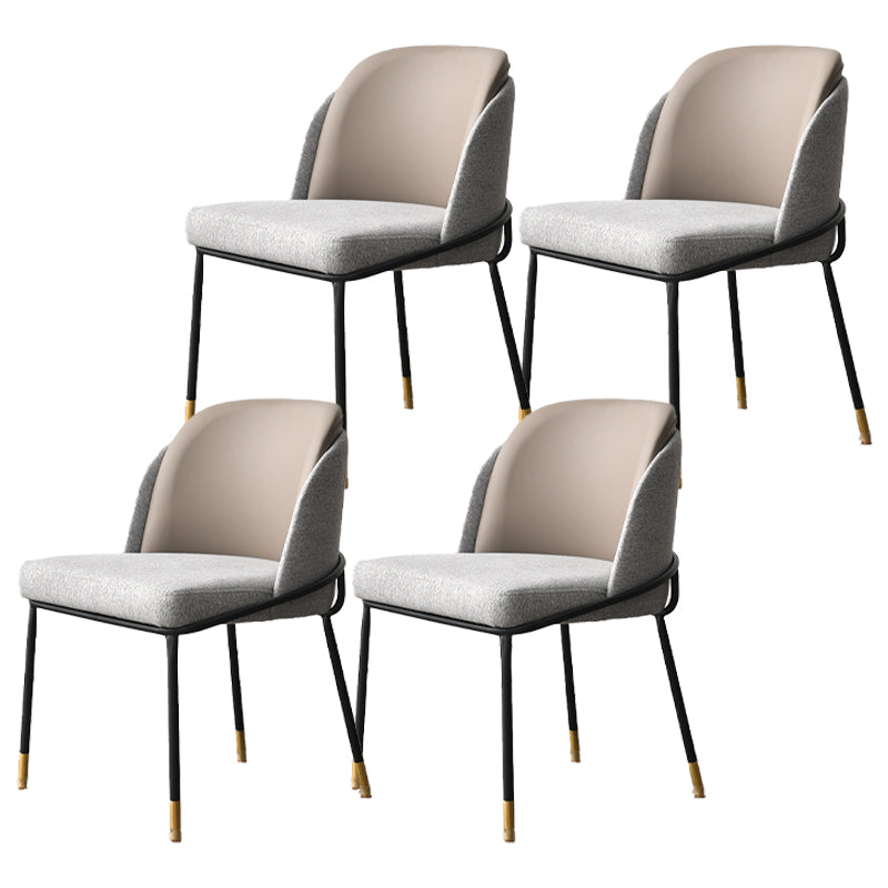 Sillas de comedor sin brazos de tela Glam, silla de comedor de metal para uso doméstico
