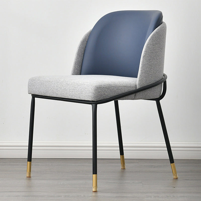 Sillas de comedor sin brazos de tela Glam, silla de comedor de metal para uso doméstico