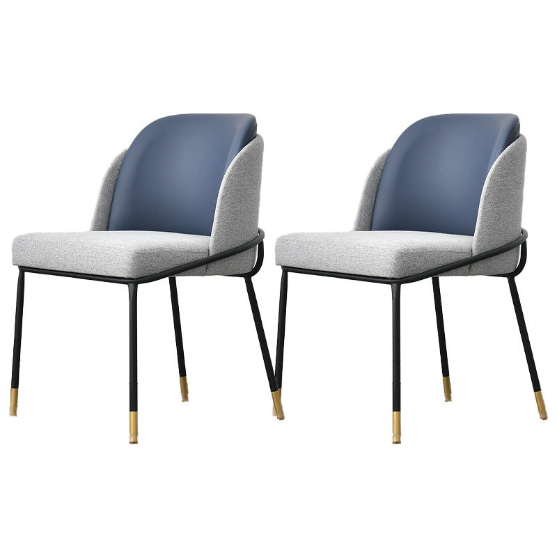 Sillas de comedor sin brazos de tela Glam, silla de comedor de metal para uso doméstico
