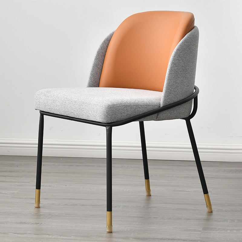 Sillas de comedor sin brazos de tela Glam, silla de comedor de metal para uso doméstico