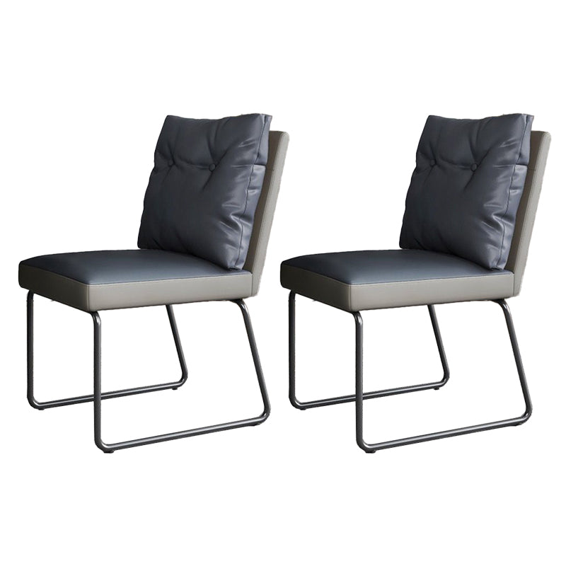Silla lateral de cuero moderna para sala de estar, silla de comedor con respaldo sólido y acabado mate
