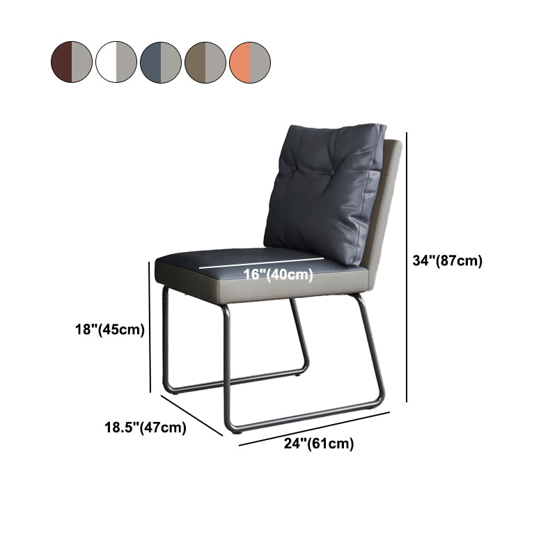 Silla lateral de cuero moderna para sala de estar, silla de comedor con respaldo sólido y acabado mate