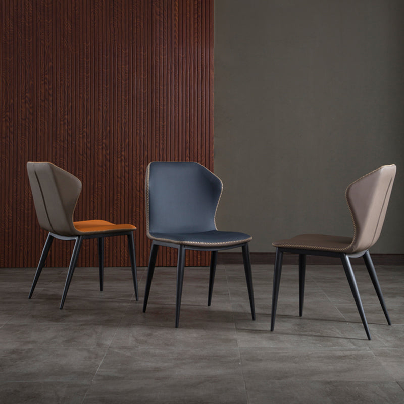 Sillas de comedor de piel sintética de estilo industrial Silla lateral con respaldo lateral