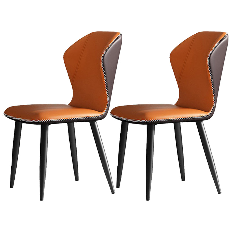 Silla de comedor sin brazos con respaldo industrial, sillas de comedor de piel sintética para uso doméstico