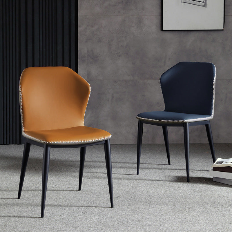 Silla de comedor sin brazos con respaldo industrial, sillas de comedor de piel sintética para uso doméstico