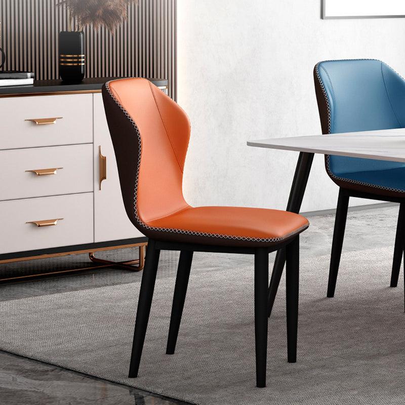 Silla de comedor sin brazos con respaldo industrial, sillas de comedor de piel sintética para uso doméstico