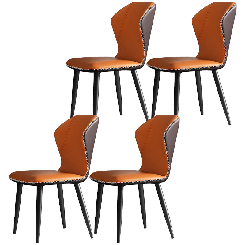 Silla de comedor sin brazos con respaldo industrial, sillas de comedor de piel sintética para uso doméstico